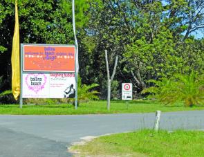 The colorful entrance to Ballina Beach Village Dolphin Bay is nigh impossible to overlook. 