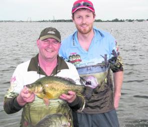 Ron and Matt Nott with Ron’s 46cm yellowbelly, the winning fish at the 2011 Golden Do$$ars.