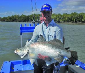 Rob Clarke with a personal best 109cm winter barra.