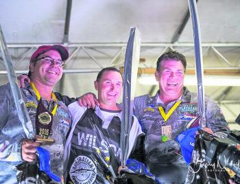 The Wilson Fishing boys pose for a victory shot. From left: Scott Fleming, Rob Payne and Kord Luckus.