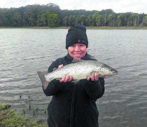 Fern McGuigan nailed this brown trout at Moorabool Reservoir on the ever-reliable garden worms.