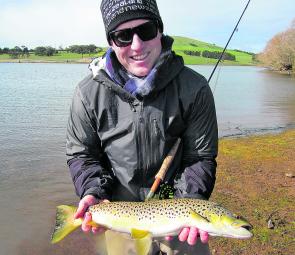 Anthony McGrath Newlyn Reservoir Brown Trout fly fishing. Anthony McGrath has been having success flyfishing the flooded margins of Newlyn Reservoir.