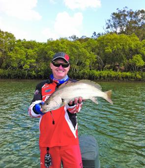 OK so I look a bit like Santa, and I thought it was a bit like Christmas when this neat little mulloway came on board.