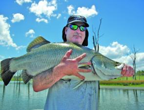 Fishing Monduran can be a minefield of obstacles but it does pay dividends with barra like this one caught by Neil Coxon.