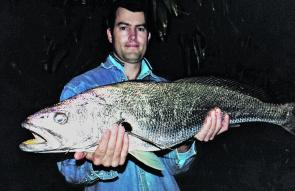 Kent Richardson with a lovely example of a beach gutter mulloway.