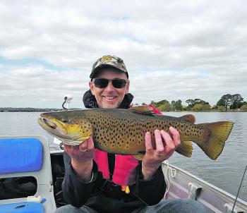 Steve Angee landed this 2.5kg brown trout from Lake Wendouree casting his trusty Nories BR-74 hardbodied lure. Photo courtesy of Steve Angee.