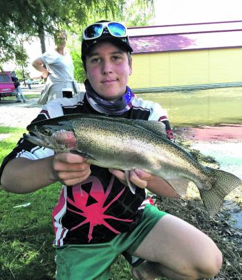 Jayden White nailed this lovely rainbow trout while casting lures in Lake Wendouree. Photo courtesy of Jayden White.