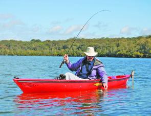 The author’s Native Water Craft Propel kayak is ideal for fishing the flats. With the prop down it draws less than 30cm, offering great hands-free control when the tide starts to push hard and fish begin to feed.