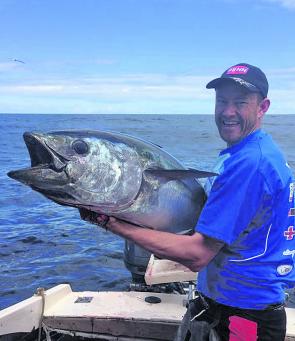 Leo Miller with the first southern bluefin tuna for the 2015 Tasmanian season.