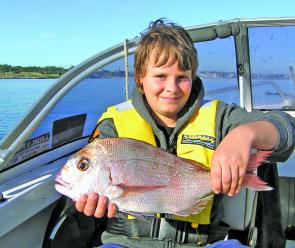 Bailey showed grandad how it’s done with this 45cm snapper