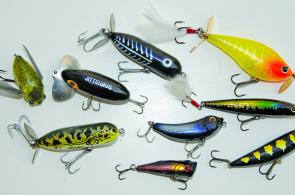 These bass lures represent a number of different creatures that bass feast on the in water.