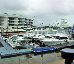 The Kawana Waters base of the competition ahs provisions for the traditional raft up of boats.