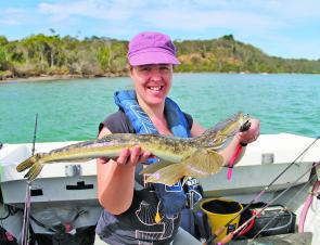 Leah Morrison with 80cm blue spotted flathead from Kalimna.