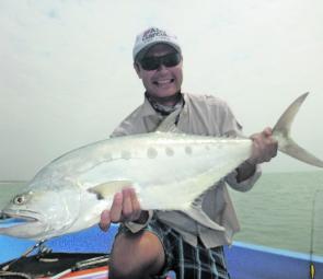Dave the ‘popper king’ with a decent queenfish.