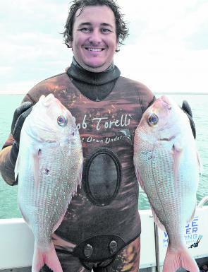 Ryan Harris and two of his Victorian Challenge snapper.