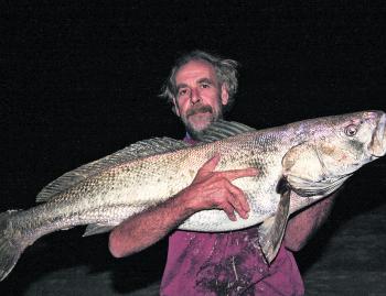 Mark Lennon with a nice beach mulloway – fish like this are a real chance this month!