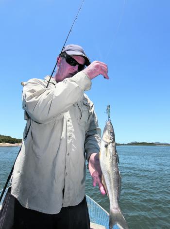 Tony Fowler with a cracker whiting caught on a surface popper off the flats.