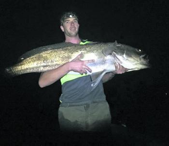 Andrew McAlister with a beast from the epic mulloway run we are having in Batemans Bay.