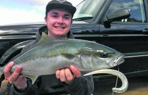 Upsized salmon and kingies like this will be available even to land-based fishers this month!