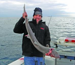Joe Keenan caught this 8kg gummy shark offshore.