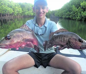 Young gun Julian Weimer has been changing tactics to catch jacks and other predators in the densest part of the mangroves on hot days.