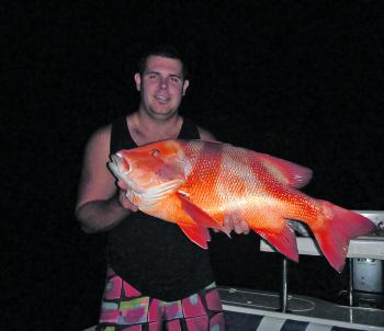 Nathan Milner from Slippery Sailor with a decent night red emperor.