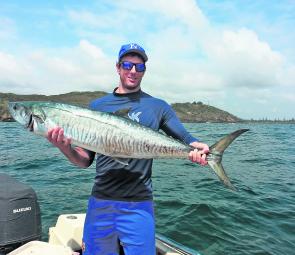 Mark Blake, of Melbourne, sampled the early Evans Head mackerel action courtesy of his dad, Rod.