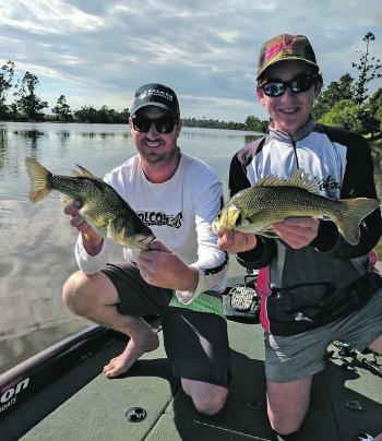 Anthony Melchior and Aaron Swanson with dirty water Aussie bass.