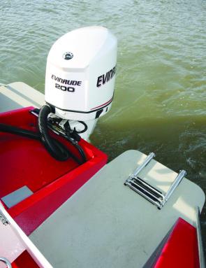 Although the test boat had a single motor, the design of the transom can be altered to fit twins.