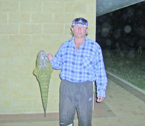 Graeme Andrews of Wingham with a nice 3kg lizard, one of many spun up in the Manning lately.