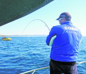 Tony hooked up solid on a good salmon on light tackle.