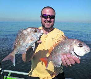 These plate-size reds were caught in 60m on a simple dropper rig and pilchard bait.