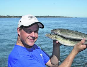 The author with two plump whiting taken from the bottom end of the middle spit.