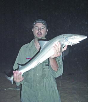 Will Thompson with a 1.2m gummy shark taken from Flamingo Beach.