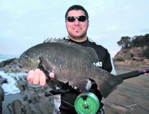 Fabian Beroukas with a cracking pig, taken during a session when fading light enticed this drummer out to play.