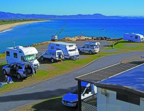 Many North Coast caravan parks have terrific van sites close to the water. This one at South West Rocks overlooks beautiful Trial Bay and is very popular indeed – book early! 