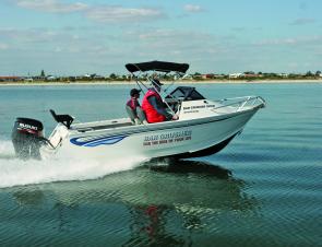 The latest model – the Bar Crusher 500C on a smooth Port Phillip.