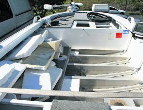 You need to be able to get access to the boat’s hull to correctly fit the livewell, even if it means taking out all the foam like this. The fun part is fitting it all back in later!