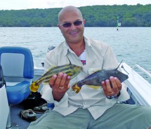 Gareth Mace caught these leatherjackets in Port Hacking.