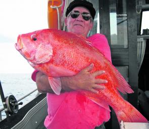 Bruce Steffen with an absolute monster red taken offshore.