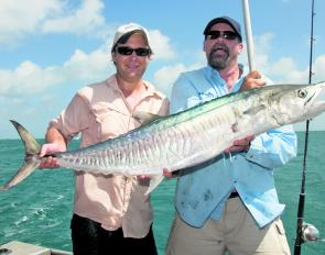 Using a gaff is the safest, most secure course of action when a big, powerful fish like this Spanish mackerel is intended to be kept for the table.