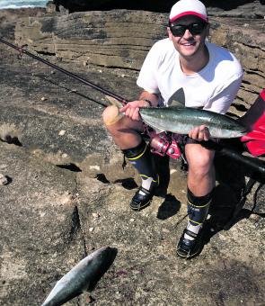 James Peereboom with two kings, one caught on a live yellowtail and the other on a 9” Slap Stick.