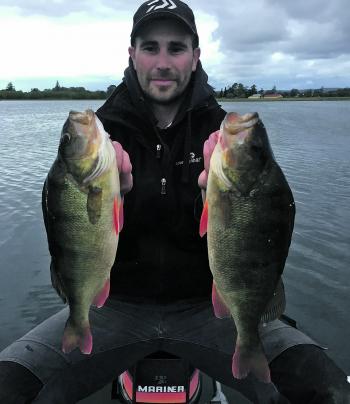 Damien Kierl snagged this lovely pair of redfin on mudeyes fished under floats on Wendouree.