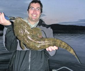 David finished off a 40-fish day with a 71cm flathead on a soft plastic.