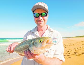 The author with a typical sized Australian salmon for this time of year. Image: LenOz photography