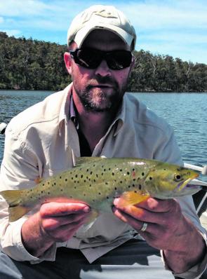 Andrew Kettaler caught this nice brown trout trolling in Blue Rock Lake.
