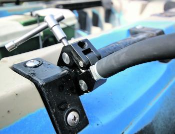 The clamp holds the Flexible Arm and attaches to the boat – it’s simple and easy for anybody to use.