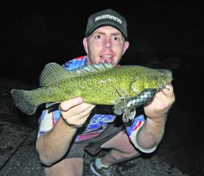 The author caught this cod in the Peel River after a recent water release from Chaffey Dam at 2am on a Codseeker surface lure.