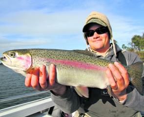 Luke Barby has been smashing the rainbow trout at Lake Tooliorook (Photo courtesy Lubin Pfeiffer).