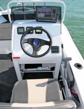 A right sized side console is a useful feature of this boat. 